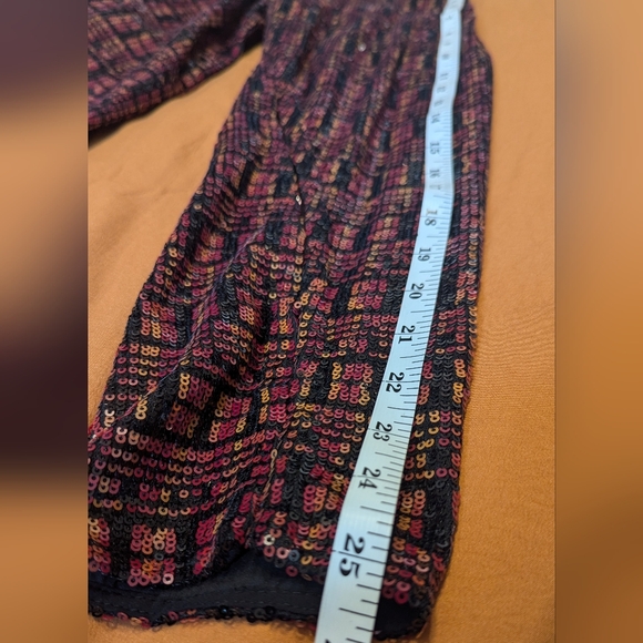 Zara Top Sequin High Collar Mock Neck Long Sleeve Slit Cuff XXL - Picture 5 of 7